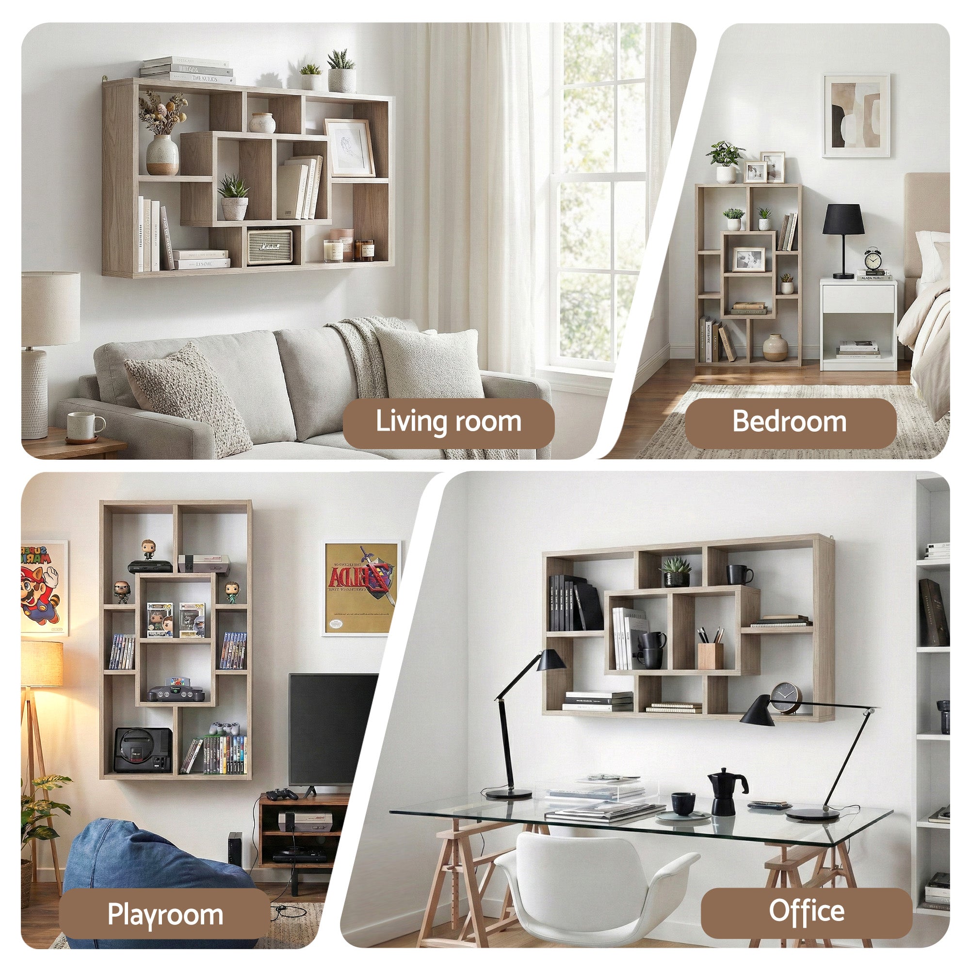 Artiss Floating Wall Shelves Bookshelf Wood-Furniture > Living Room > Bookcases & Shelves-PEROZ Accessories