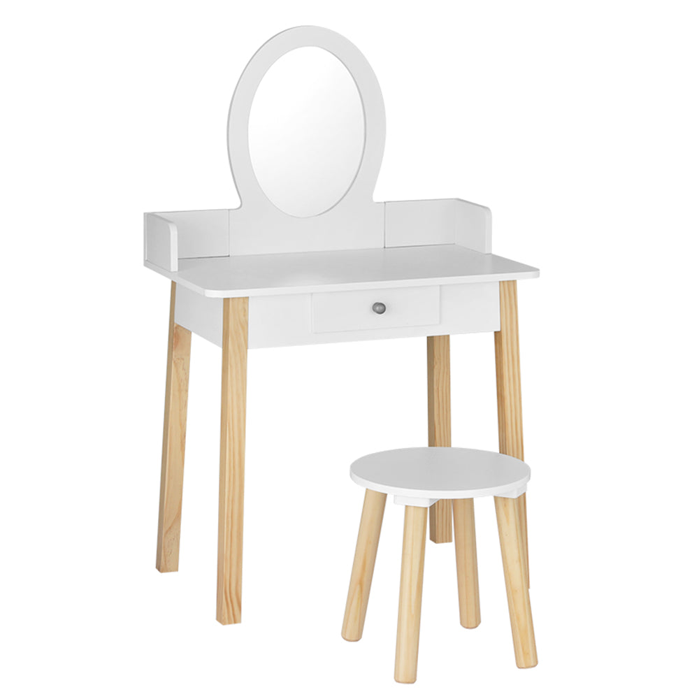 Keezi Kids Dressing Table Chair Set Wooden Leg Vanity Makeup Drawer Mirror-Furniture > Bedroom-PEROZ Accessories