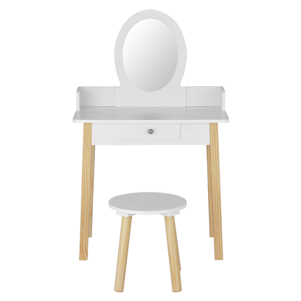 Keezi Kids Dressing Table Chair Set Wooden Leg Vanity Makeup Drawer Mirror-Furniture > Bedroom-PEROZ Accessories
