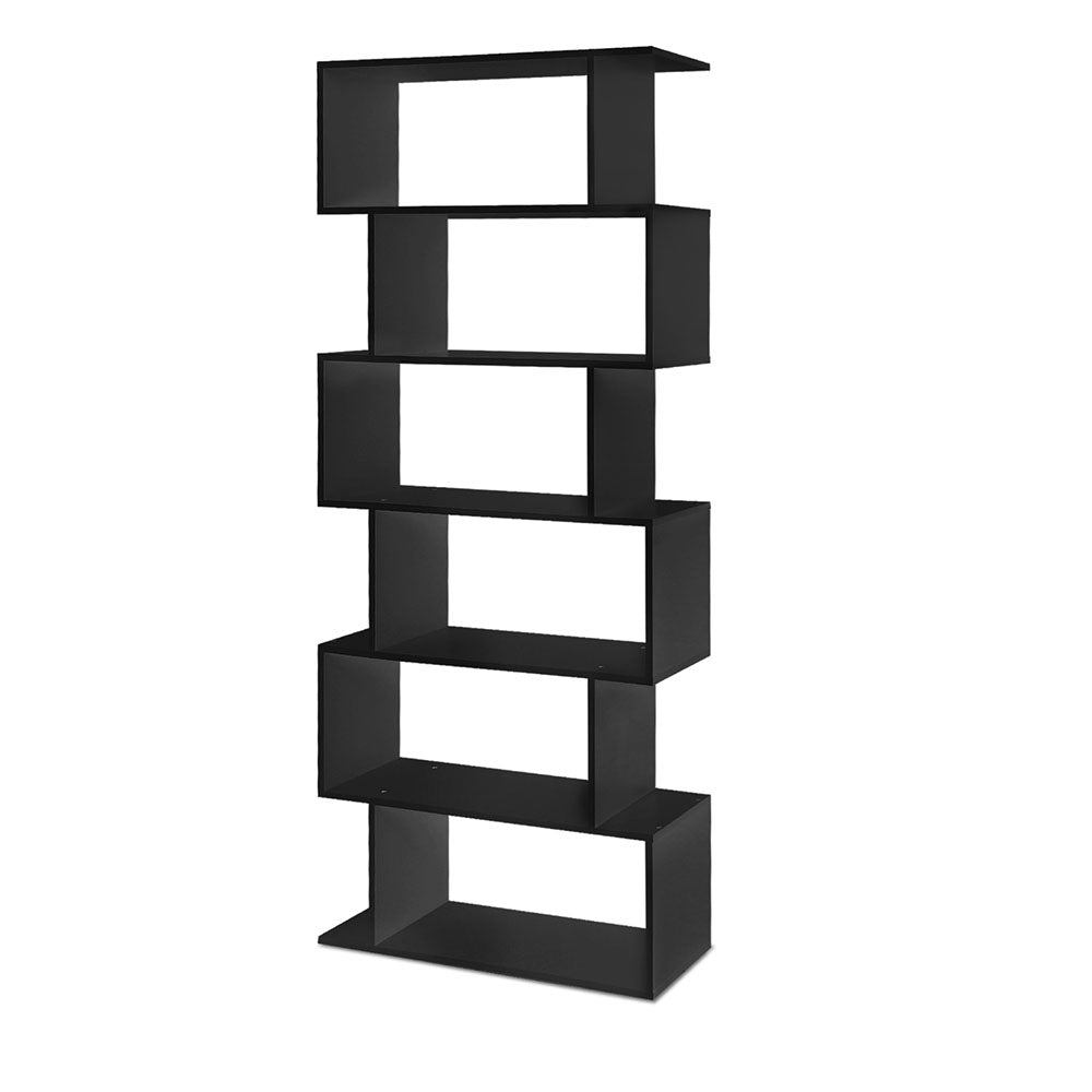 Artiss Bookshelf 6 Tiers - RIVA Black-Furniture > Bedroom-PEROZ Accessories