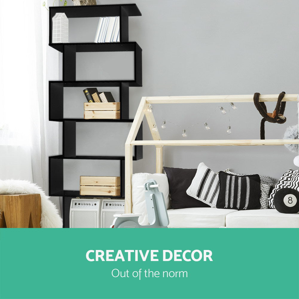 Artiss Bookshelf 6 Tiers - RIVA Black-Furniture > Bedroom-PEROZ Accessories