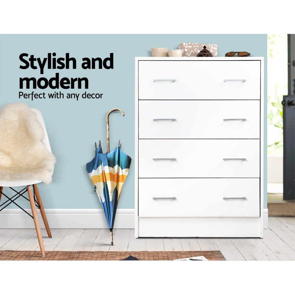 Artiss 4 Chest of Drawers - ANDES White-Furniture > Living Room-PEROZ Accessories