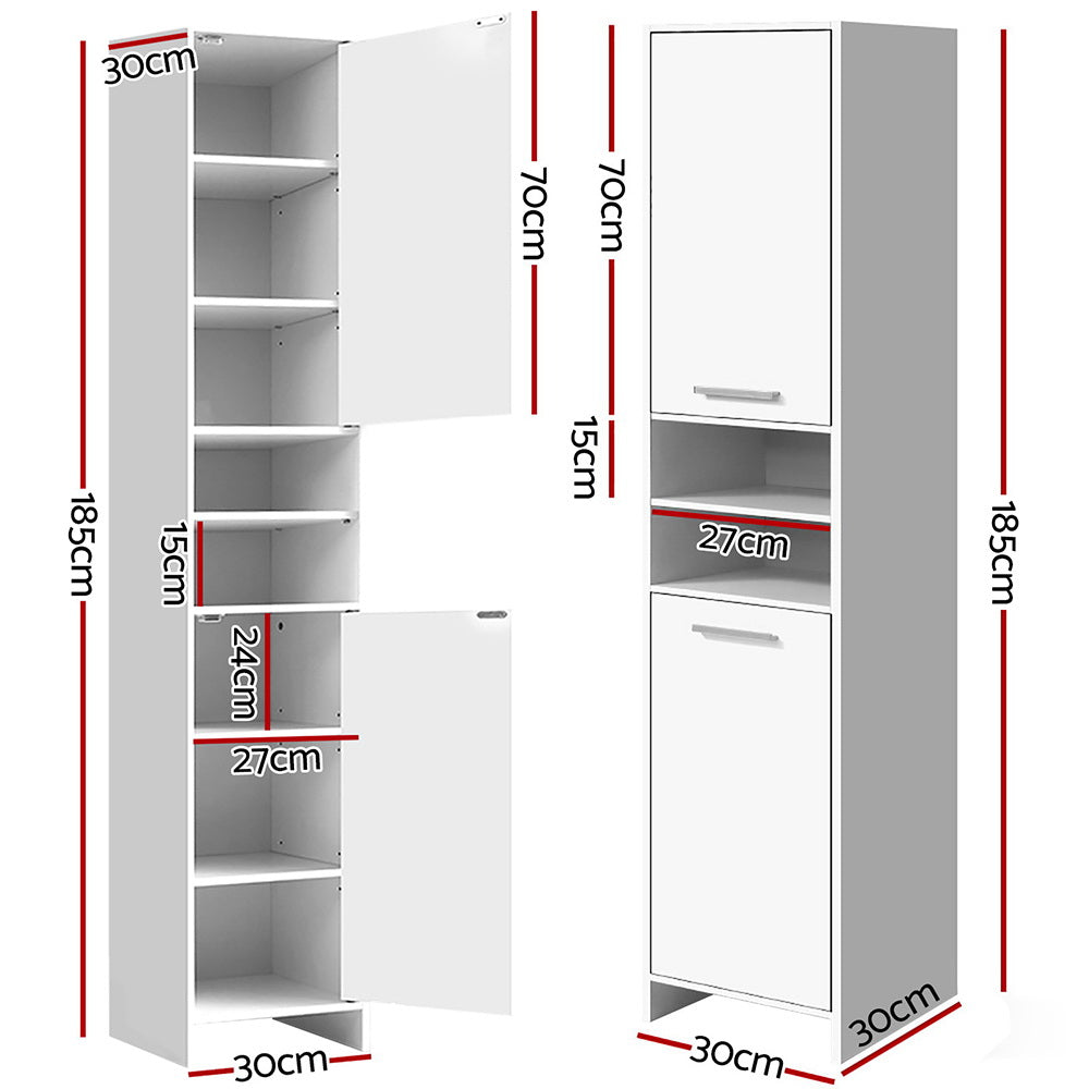 Artiss Bathroom Cabinet Storage 185cm White-Bathroom Storage-PEROZ Accessories
