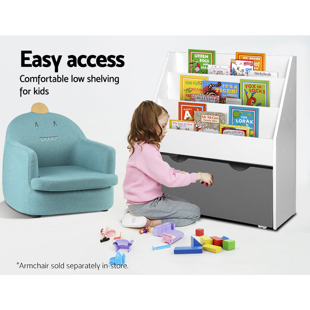 Keezi 3 Tiers Kids Bookshelf Magazine Rack Children Bookcase Organiser Storage-Bookcases & Shelves-PEROZ Accessories