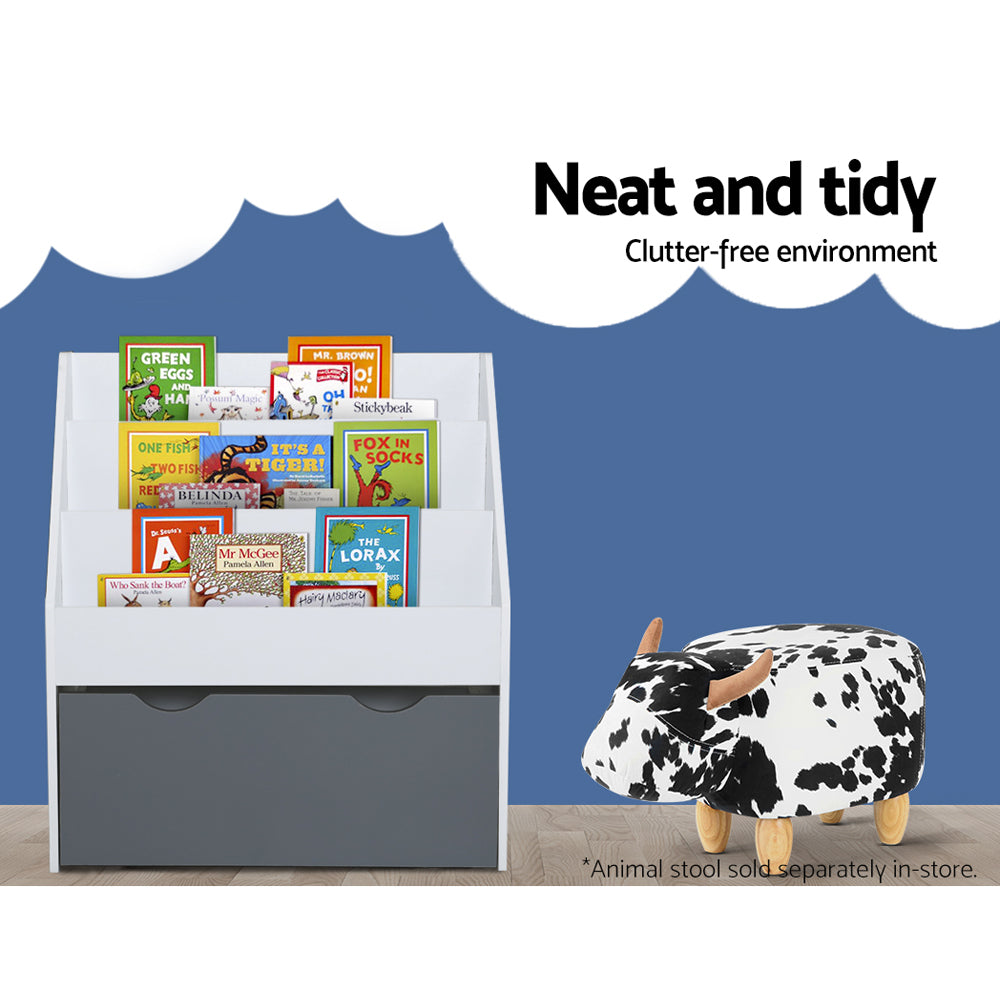 Keezi 3 Tiers Kids Bookshelf Magazine Rack Children Bookcase Organiser Storage-Bookcases & Shelves-PEROZ Accessories