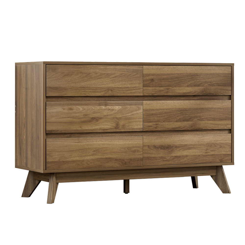 Artiss 6 Chest of Drawers - XAVI Walnut-Home & Garden > Storage-PEROZ Accessories