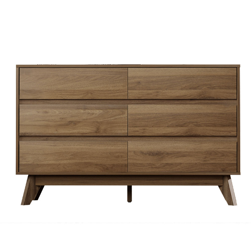 Artiss 6 Chest of Drawers - XAVI Walnut-Home & Garden > Storage-PEROZ Accessories