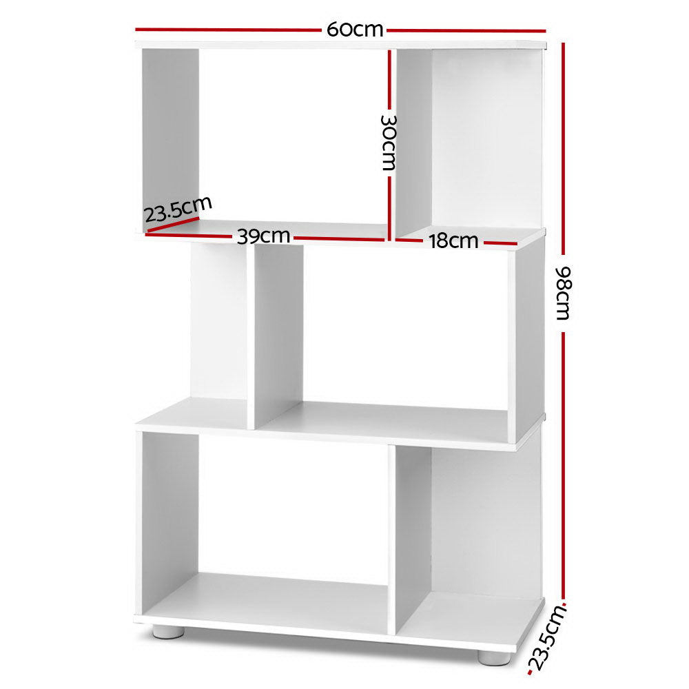 Artiss Bookshelf 3 Tiers - NINA White-Furniture > Living Room-PEROZ Accessories