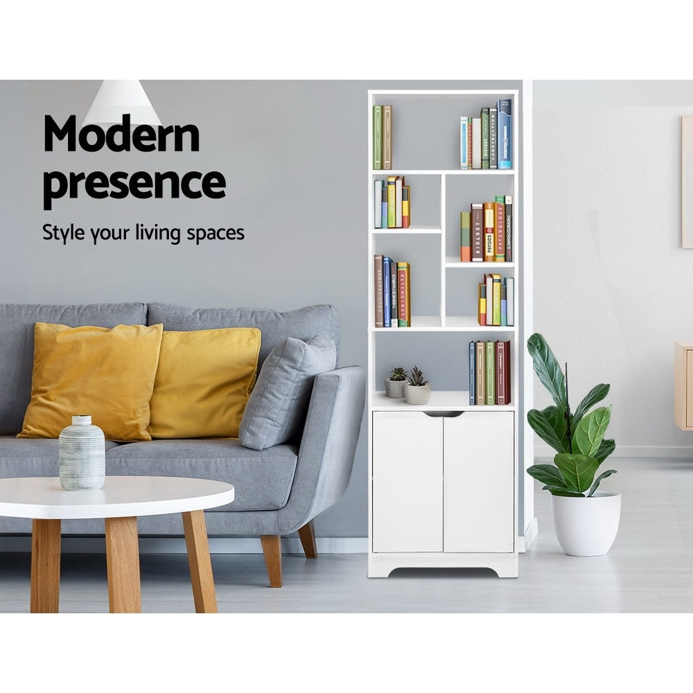 Artiss Bookshelf with Cabinet - GINA White-Bookcases & Shelves-PEROZ Accessories