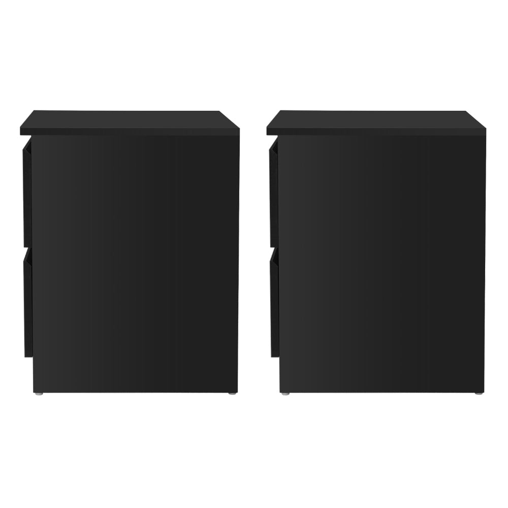 Artiss 2x Bedside Table 2 Drawers - PEPE Black-Furniture > Bedroom > Bedside Tables-PEROZ Accessories