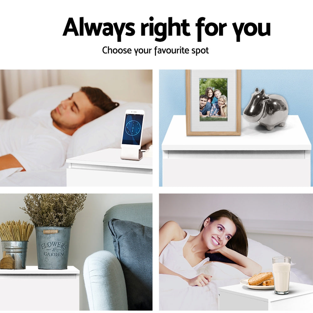 Artiss 2x Bedside Table 2 Drawers - PEPE White-Furniture > Bedroom > Bedside Tables-PEROZ Accessories