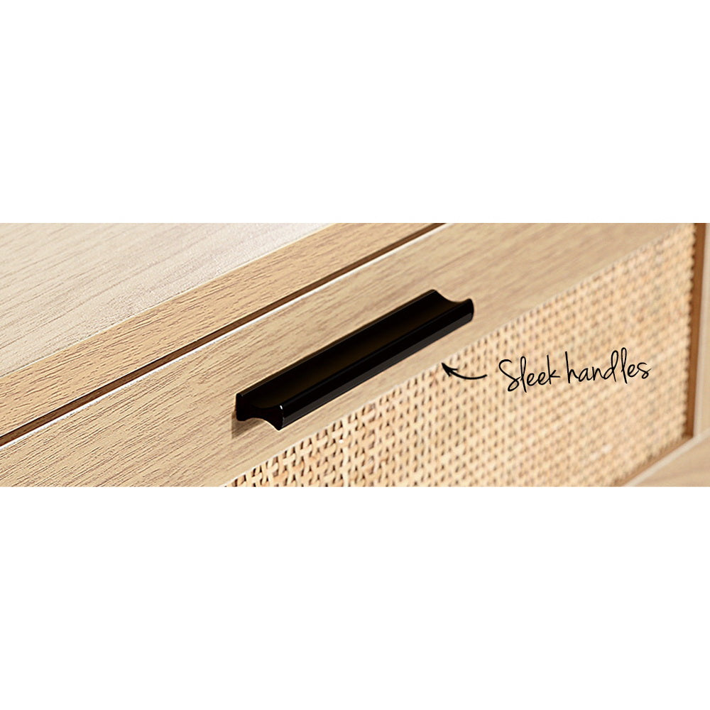 Artiss 4 Chest of Drawers Rattan Tallboy Pine - BRIONY-Furniture > Living Room-PEROZ Accessories