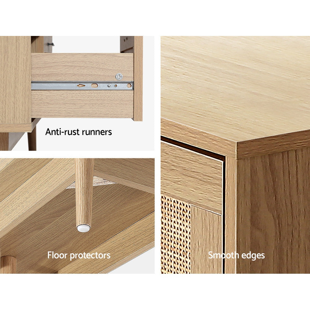 Artiss 4 Chest of Drawers Rattan Tallboy Pine - BRIONY-Furniture > Living Room-PEROZ Accessories