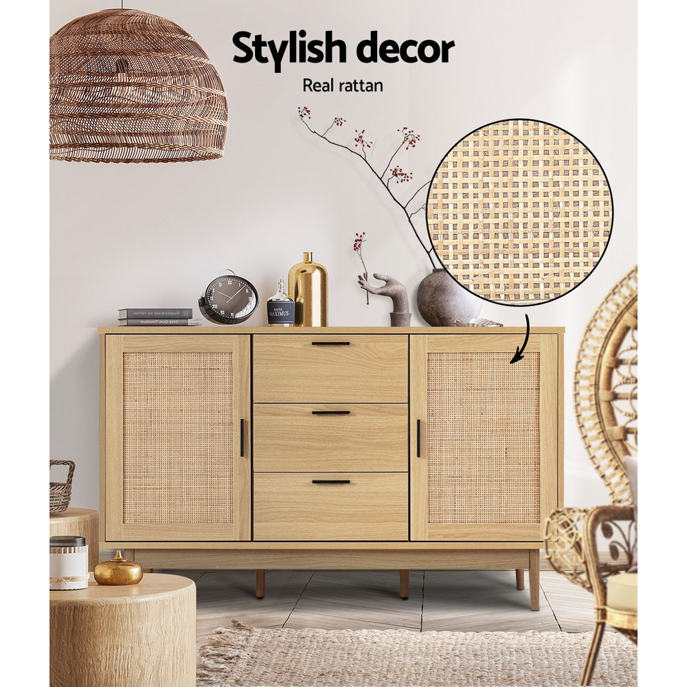 Artiss Rattan Buffet Sideboard - BRIONY Oak-Furniture > Living Room-PEROZ Accessories