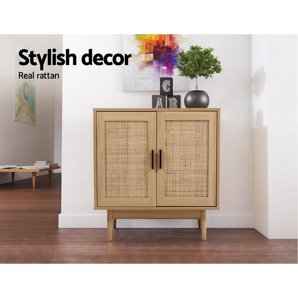 Artiss Rattan Buffet Sideboard 2 Doors - BRIONY Oak-Furniture > Dining-PEROZ Accessories