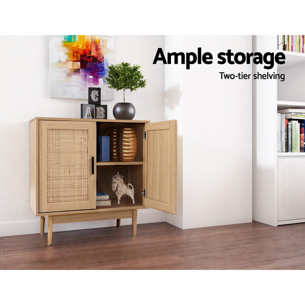 Artiss Rattan Buffet Sideboard 2 Doors - BRIONY Oak-Furniture > Dining-PEROZ Accessories