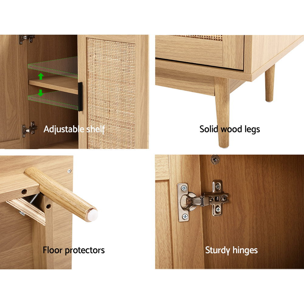 Artiss Rattan Buffet Sideboard 2 Doors - BRIONY Oak-Furniture > Dining-PEROZ Accessories