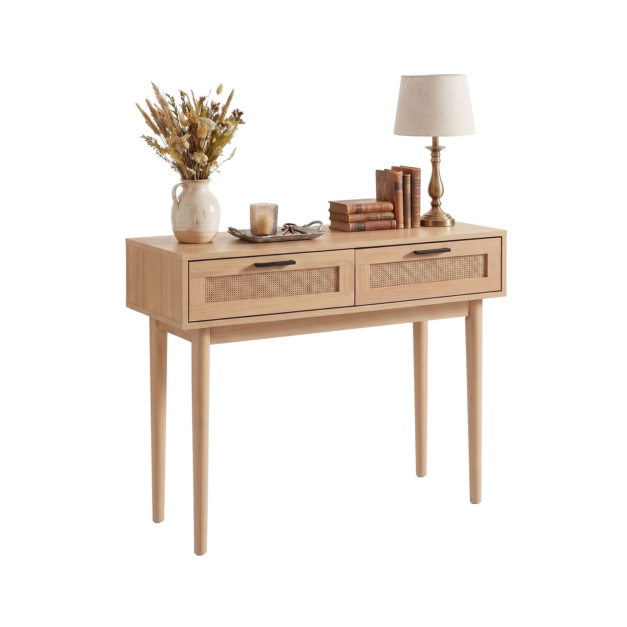 Artiss Console Table 2 Rattan Drawers-Console Tables-PEROZ Accessories