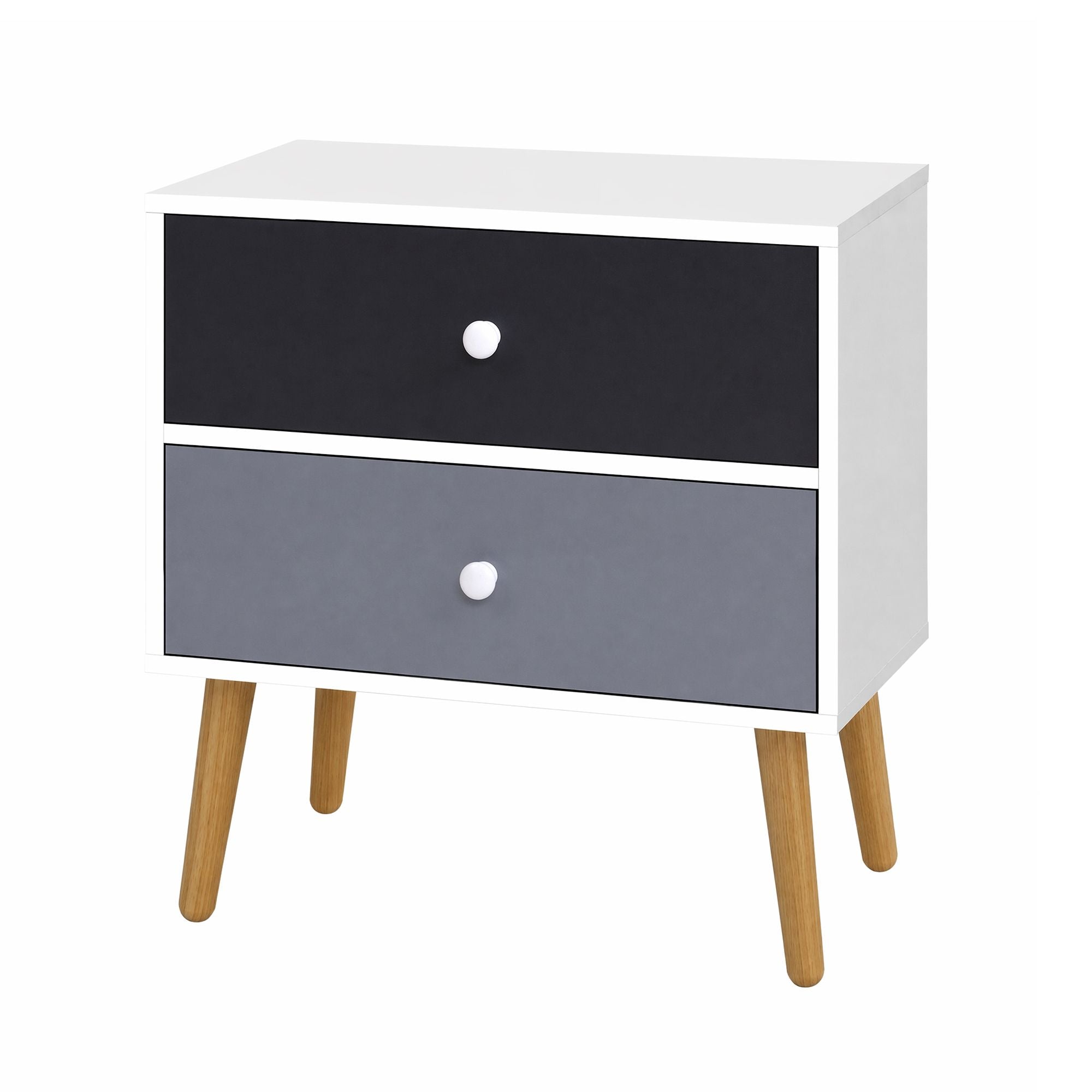 Artiss Bedside Table 2 Drawers - BONDS White-Bedside Tables-PEROZ Accessories
