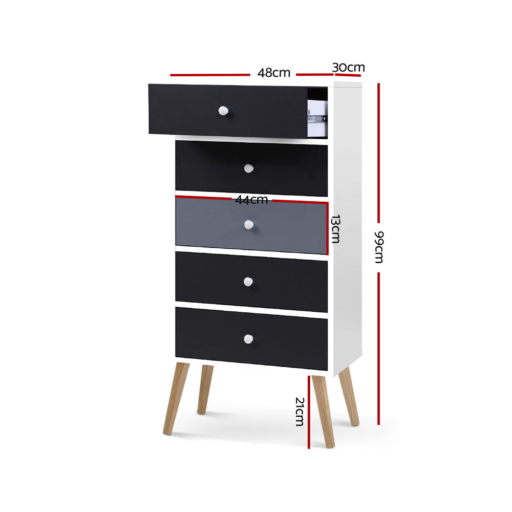 Artiss 5 Chest of Drawers - BONDS White-Furniture > Living Room-PEROZ Accessories