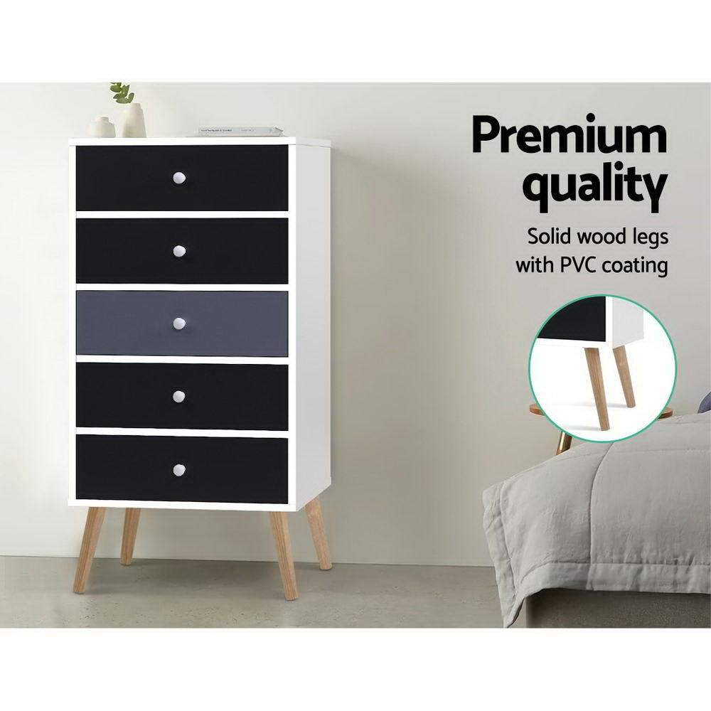Artiss 5 Chest of Drawers - BONDS White-Furniture > Living Room-PEROZ Accessories