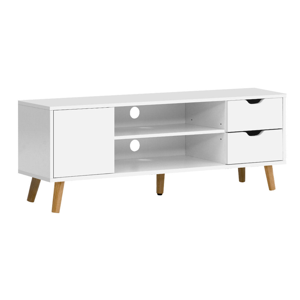 Artiss TV Cabinet Entertainment Unit Stand Wooden Scandinavian 120cm White-Entertainment Units-PEROZ Accessories