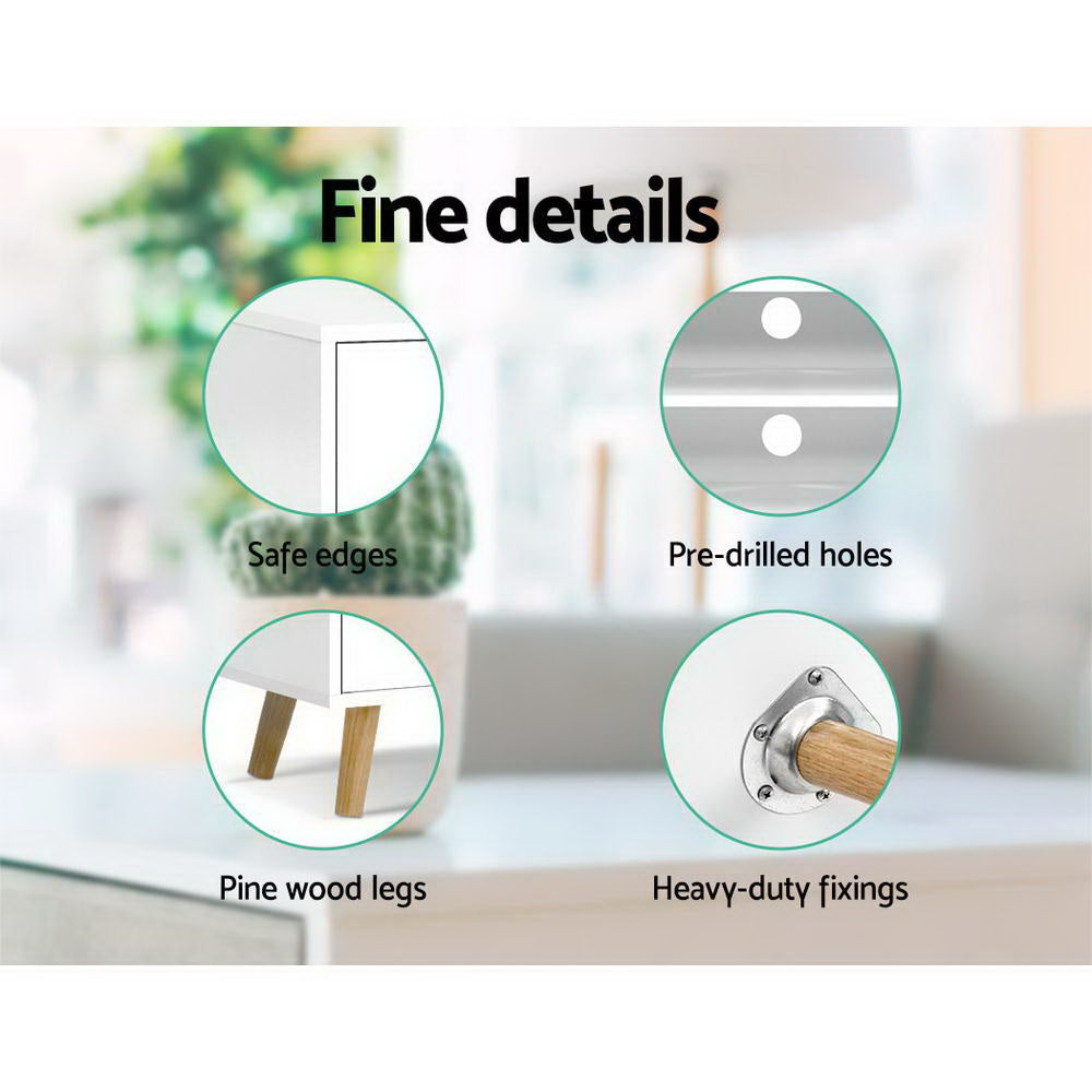 Artiss TV Cabinet Entertainment Unit Stand Wooden Scandinavian 120cm White-Entertainment Units-PEROZ Accessories