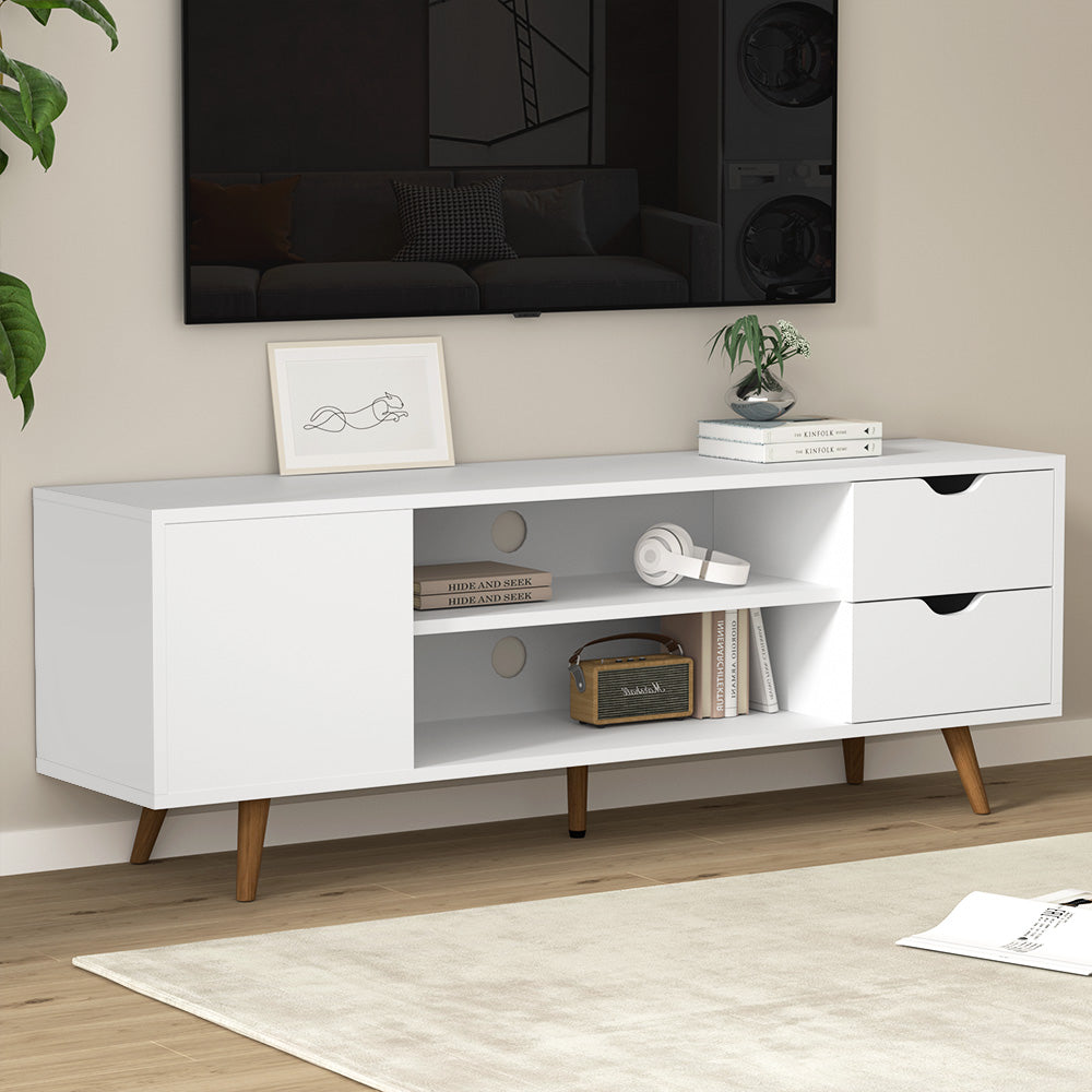Artiss TV Cabinet Entertainment Unit Stand Wooden Scandinavian 120cm White-Entertainment Units-PEROZ Accessories