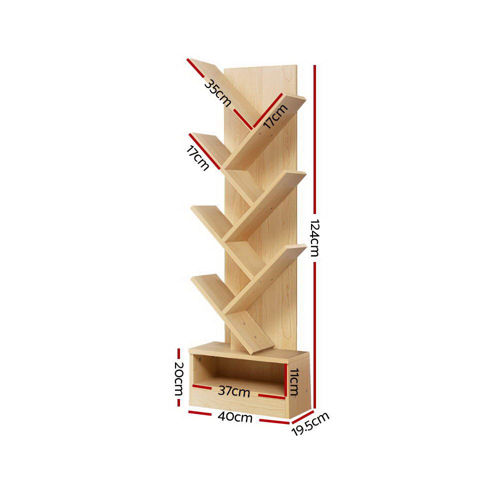 Artiss Tree Bookshelf 7 Tiers - ECHO Oak-Bookcases & Shelves-PEROZ Accessories