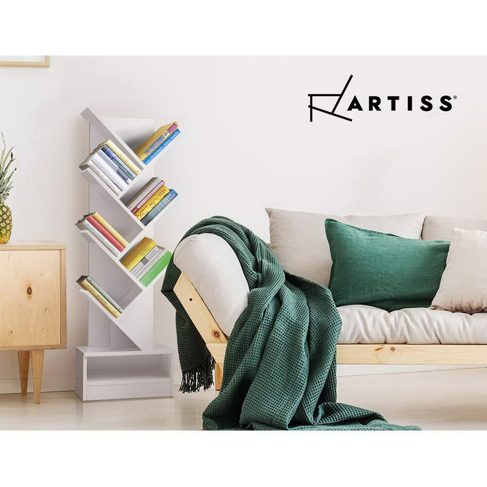 Artiss Tree Bookshelf 7 Tiers - ECHO White-Bookcases & Shelves-PEROZ Accessories