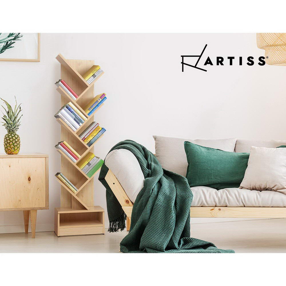 Artiss Tree Bookshelf 9 Tiers - ECHO Oak-Bookcases & Shelves-PEROZ Accessories