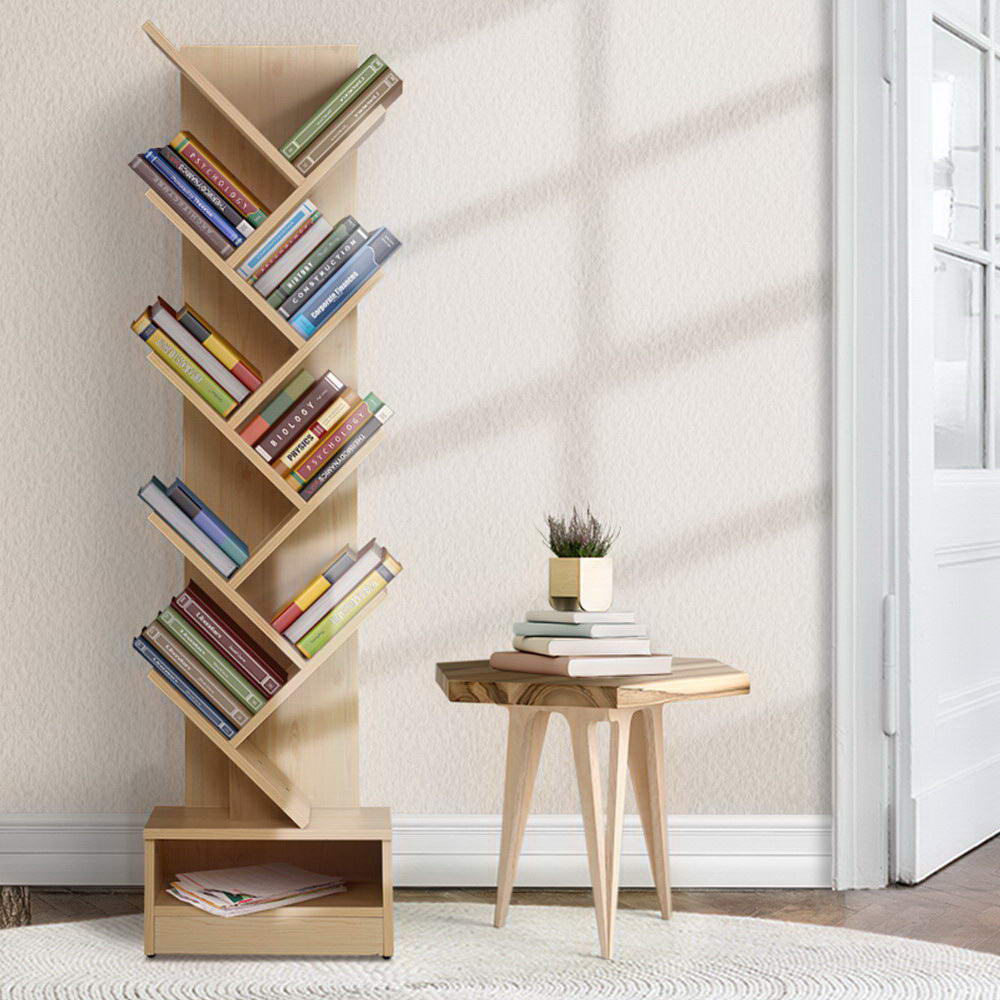 Artiss Tree Bookshelf 9 Tiers - ECHO Oak-Bookcases & Shelves-PEROZ Accessories