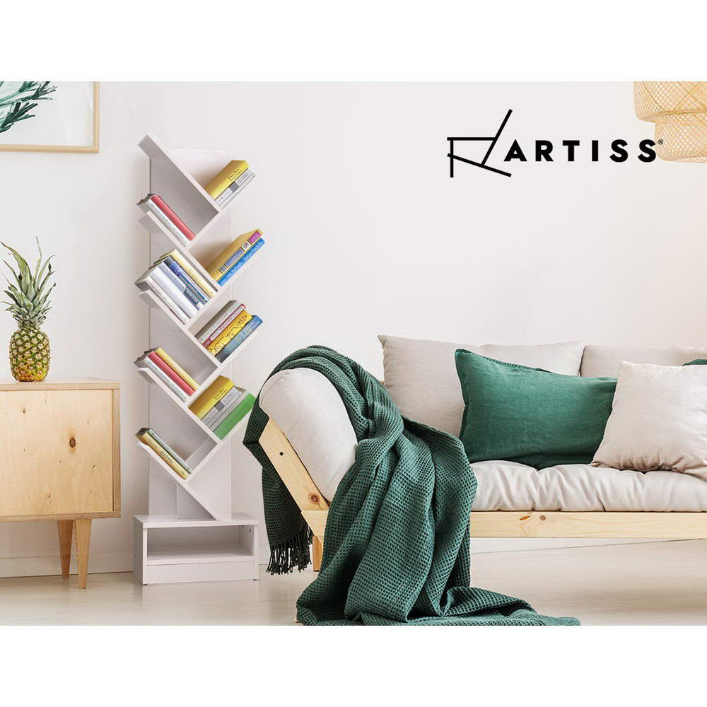 Artiss Tree Bookshelf 9 Tiers - ECHO White-Bookcases & Shelves-PEROZ Accessories