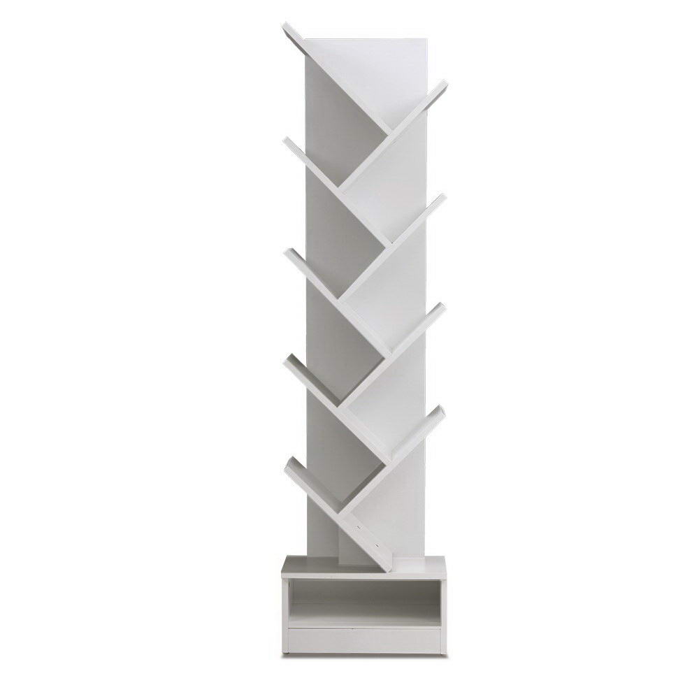Artiss Tree Bookshelf 9 Tiers - ECHO White-Bookcases & Shelves-PEROZ Accessories