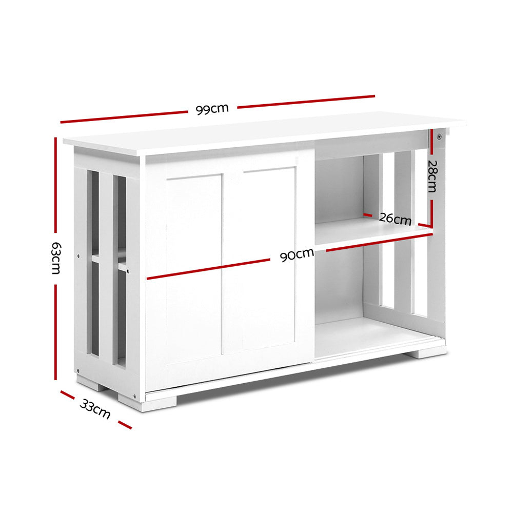Artiss Buffet Sideboard Sliding Doors - SERA White-Furniture > Living Room-PEROZ Accessories