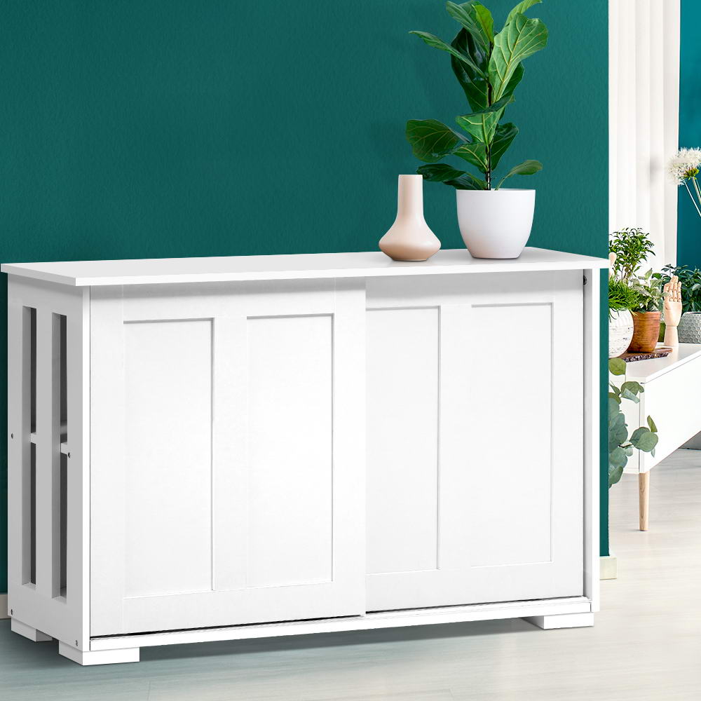 Artiss Buffet Sideboard Sliding Doors - SERA White-Furniture > Living Room-PEROZ Accessories