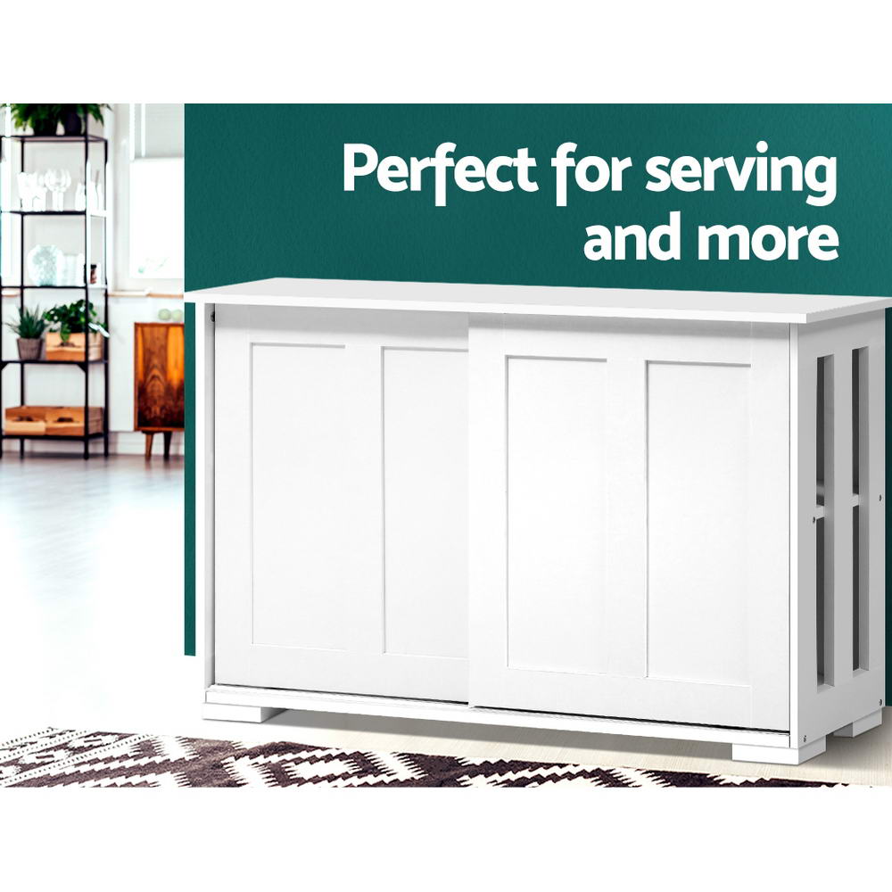 Artiss Buffet Sideboard Sliding Doors - SERA White-Furniture > Living Room-PEROZ Accessories