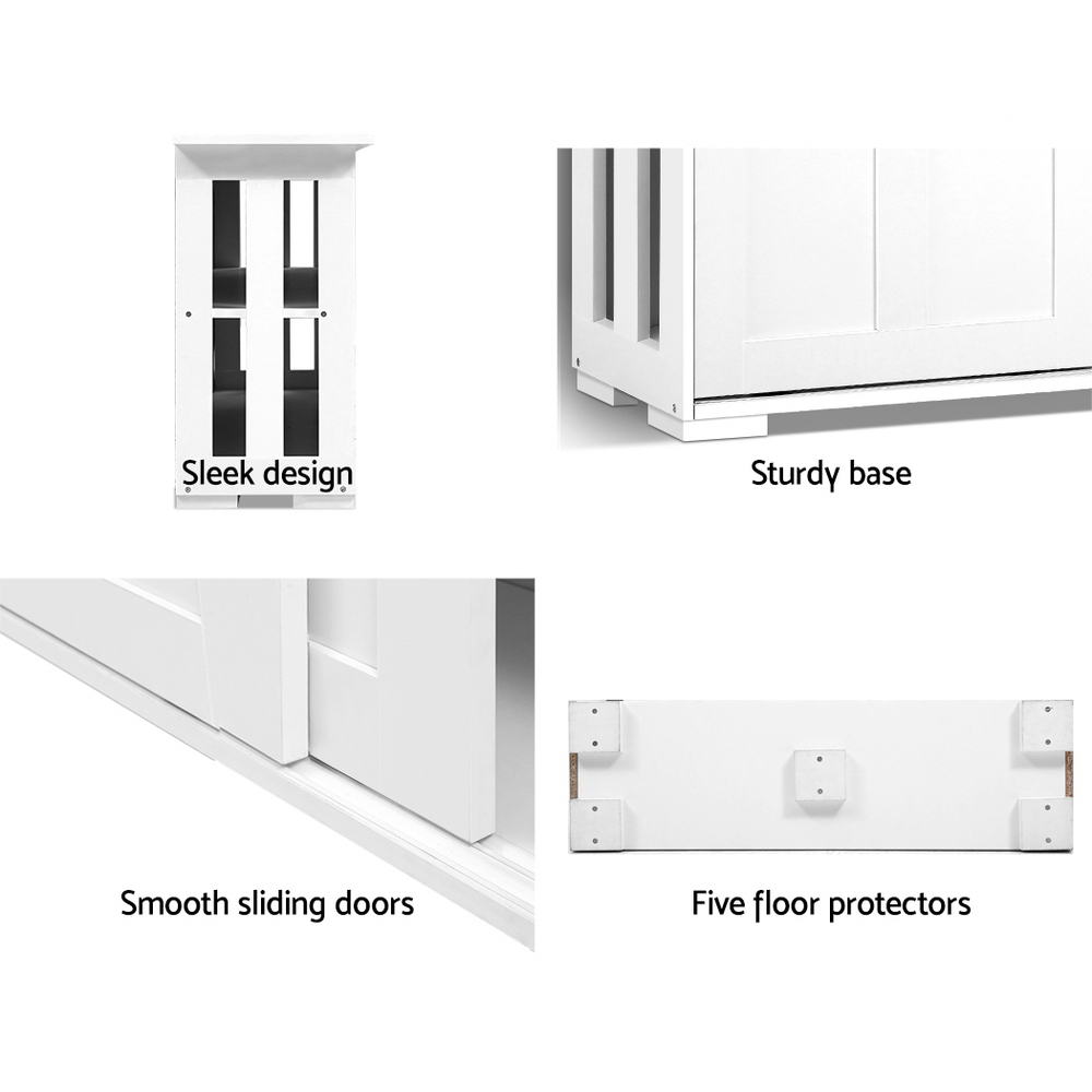 Artiss Buffet Sideboard Sliding Doors - SERA White-Furniture > Living Room-PEROZ Accessories