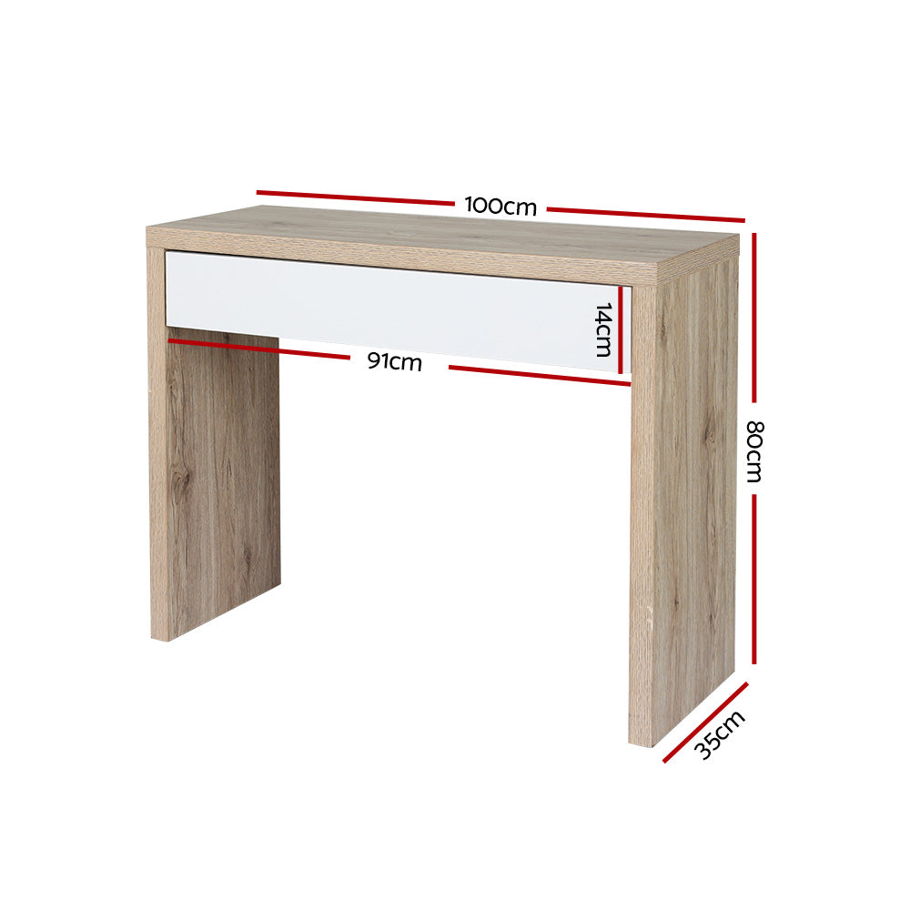 Artiss Console Table Storage Drawer Jory White Pine-Console Tables-PEROZ Accessories