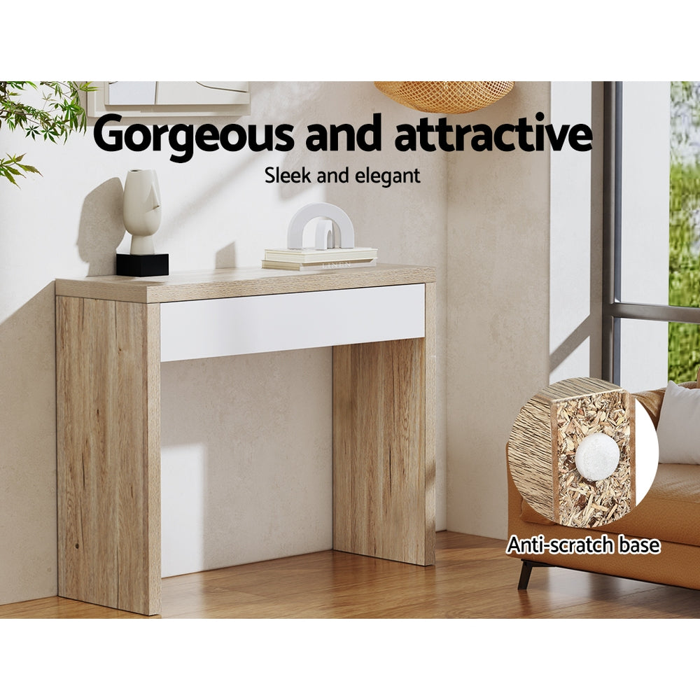 Artiss Console Table Storage Drawer Jory White Pine-Console Tables-PEROZ Accessories