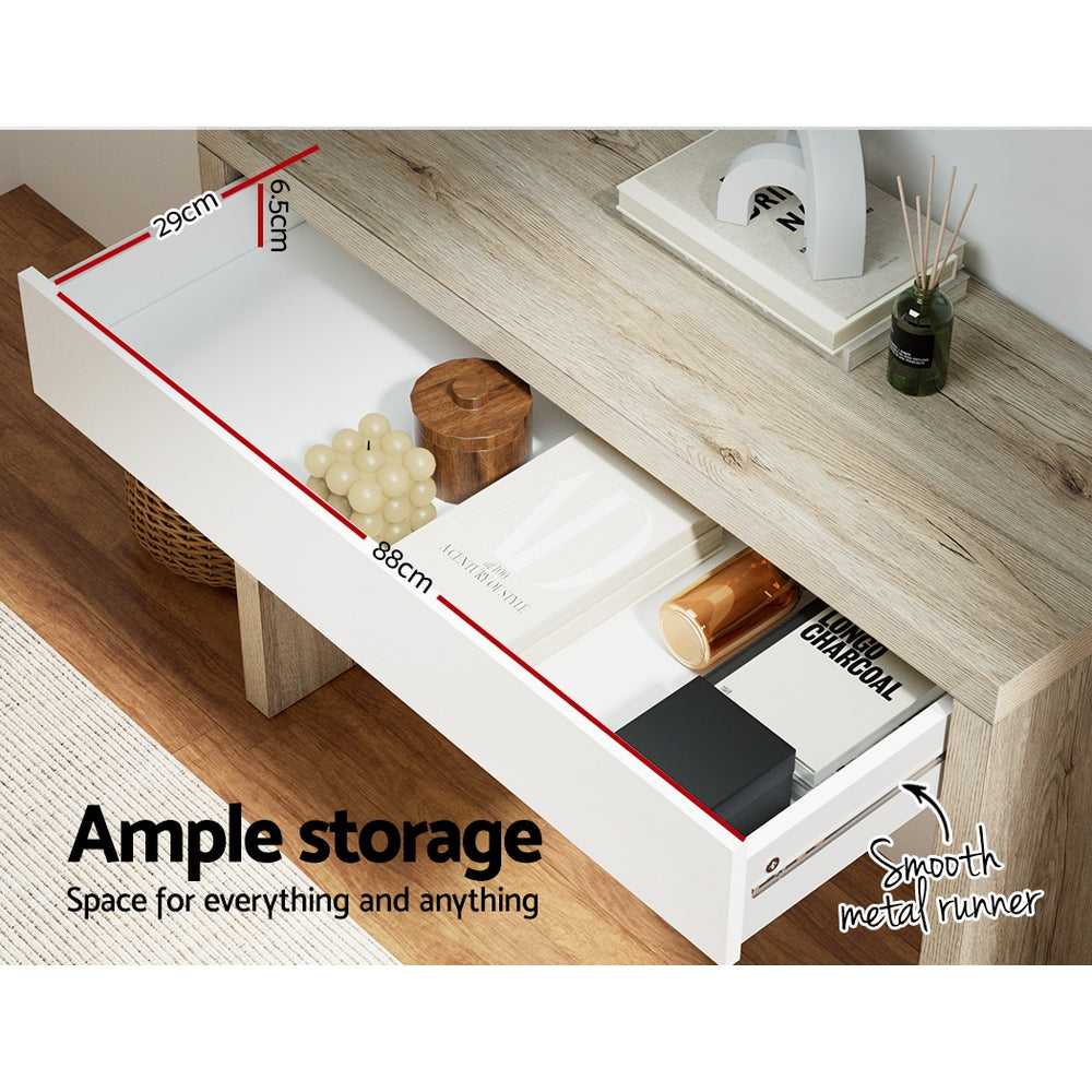 Artiss Console Table Storage Drawer Jory White Pine-Console Tables-PEROZ Accessories
