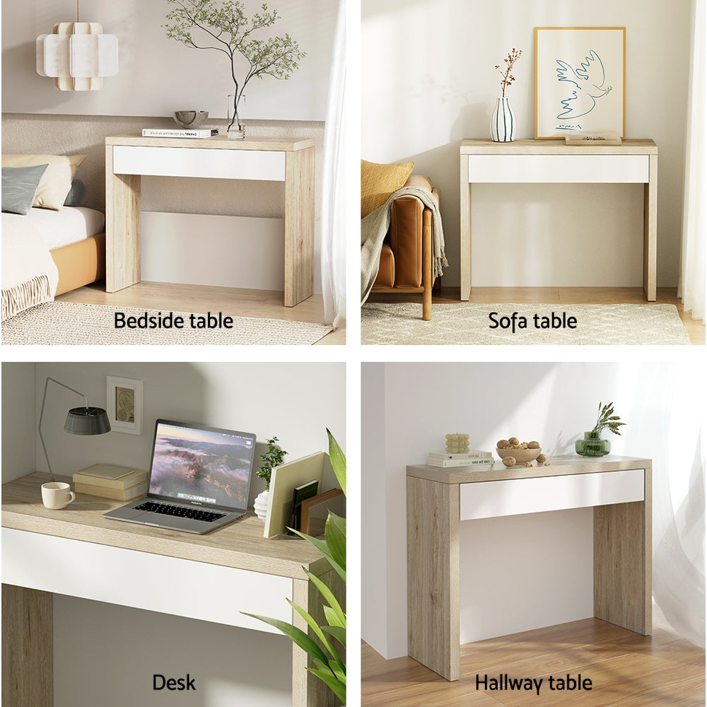 Artiss Console Table Storage Drawer Jory White Pine-Console Tables-PEROZ Accessories