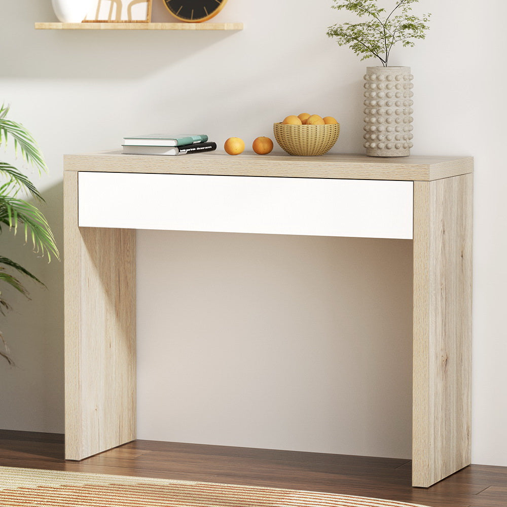 Artiss Console Table Storage Drawer Jory White Pine-Console Tables-PEROZ Accessories