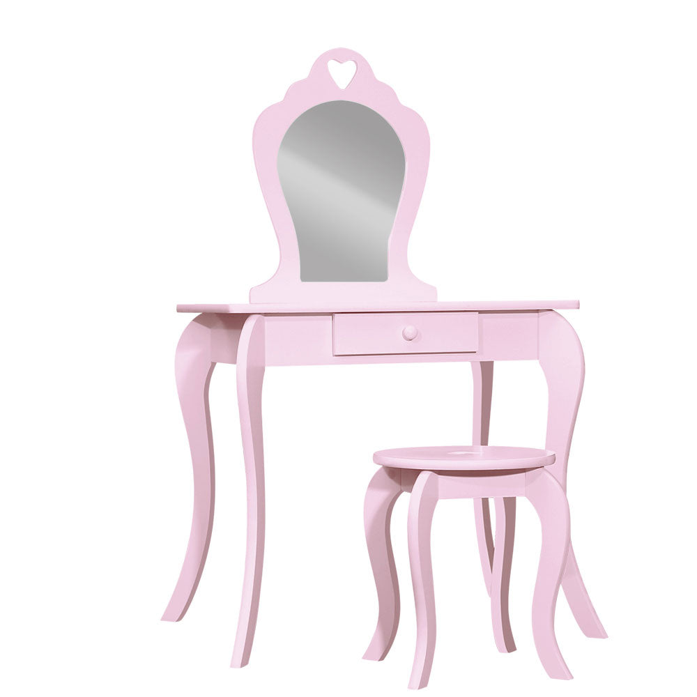 Keezi Kids Dressing Table Stool Set Vanity Mirror Princess Children Makeup Pink-Dressing Tables-PEROZ Accessories