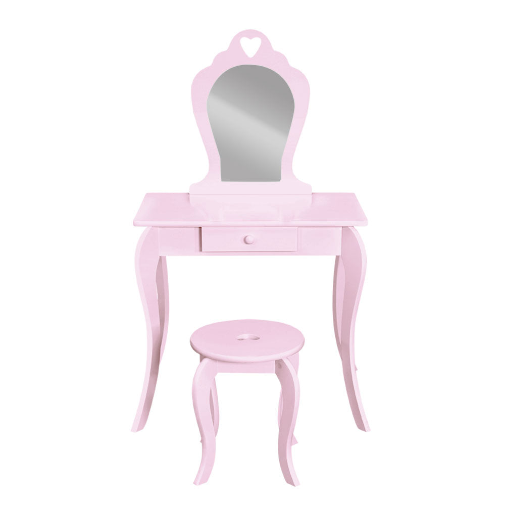 Keezi Kids Dressing Table Stool Set Vanity Mirror Princess Children Makeup Pink-Dressing Tables-PEROZ Accessories