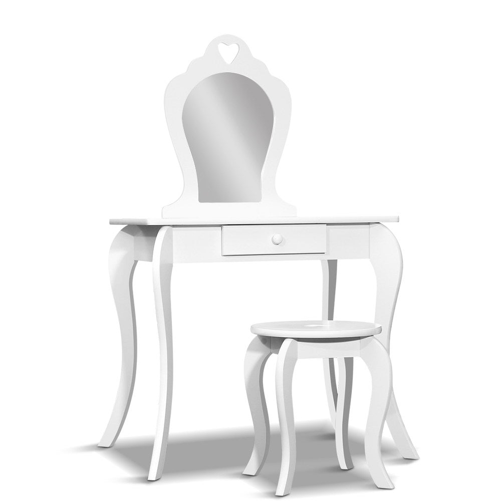 Keezi Kids Dressing Table Stool Set Vanity Mirror Princess Children Makeup White-Dressing Tables-PEROZ Accessories
