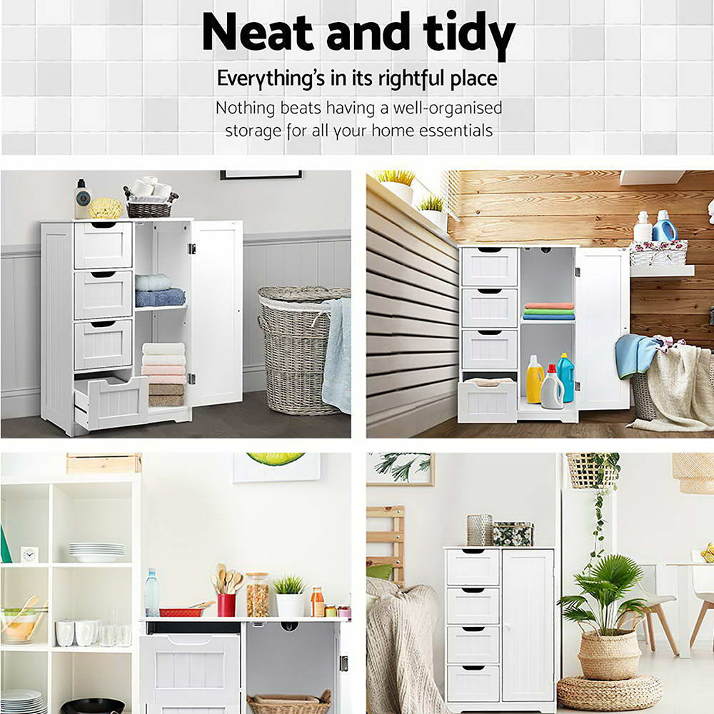 Artiss Bathroom Cabinet Storage Drawers White-Bathroom Storage-PEROZ Accessories