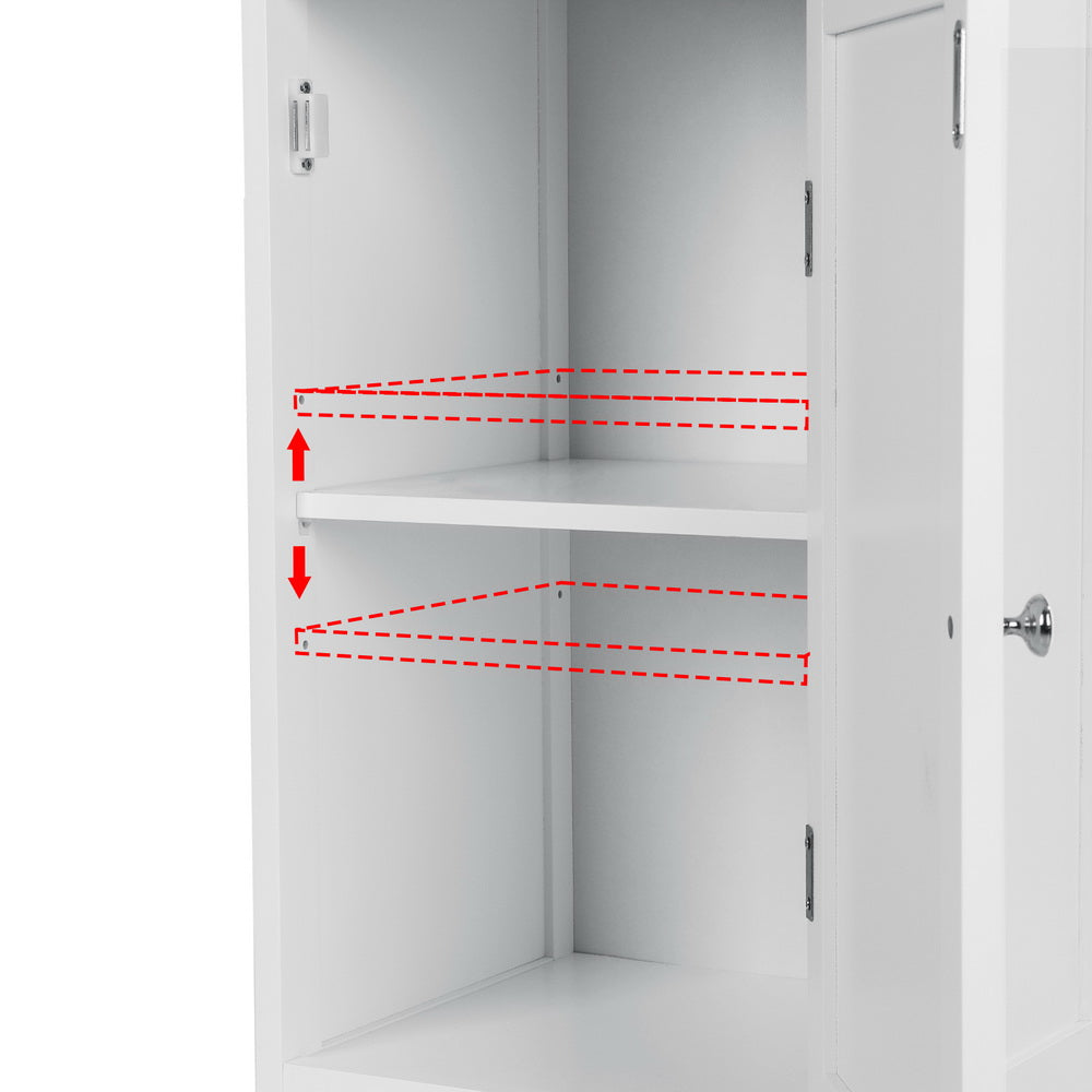 Artiss Bathroom Cabinet Storage 161cm White Rattan Tallboy Toilet Cupboard-Furniture > Bathroom-PEROZ Accessories