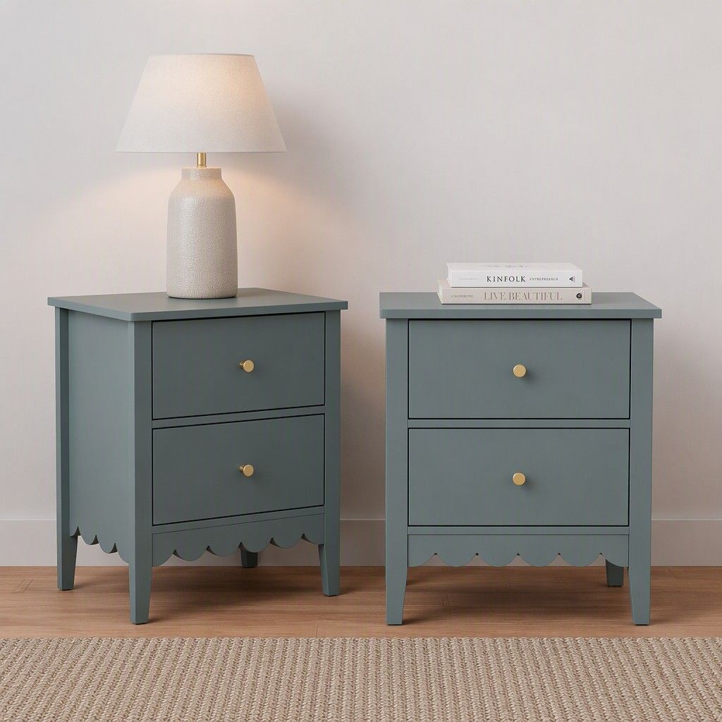 Artiss 2X Bedside Table 2 Drawers Bedroom Storage Nightstand Green