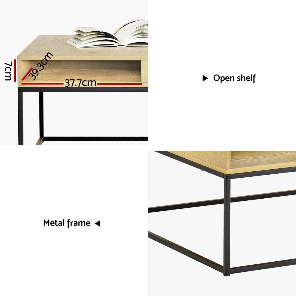 Artiss Coffee Table Storage Shelf Metal Frame-Furniture > Living Room-PEROZ Accessories